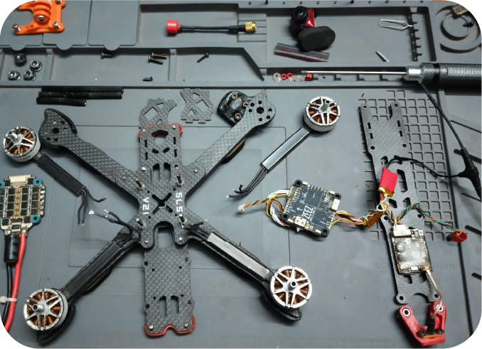 Custom FPV drone on runway